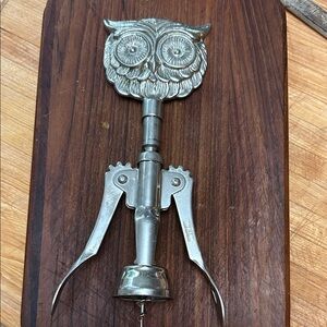 VINTAGE ACC CROM STEEL METAL OWL HEAD DOUBLE LEVER CORK SCREW ITALY